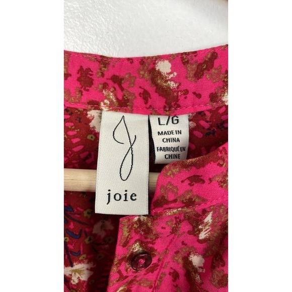 Joie Mix Print Embroidered Tops Patterned Ruffled Button Down Blouse Women's L - Picture 8 of 8